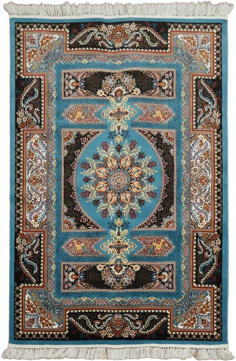 Luxurious Turquoise and Brown Animal Design Area Rug 5'x8'