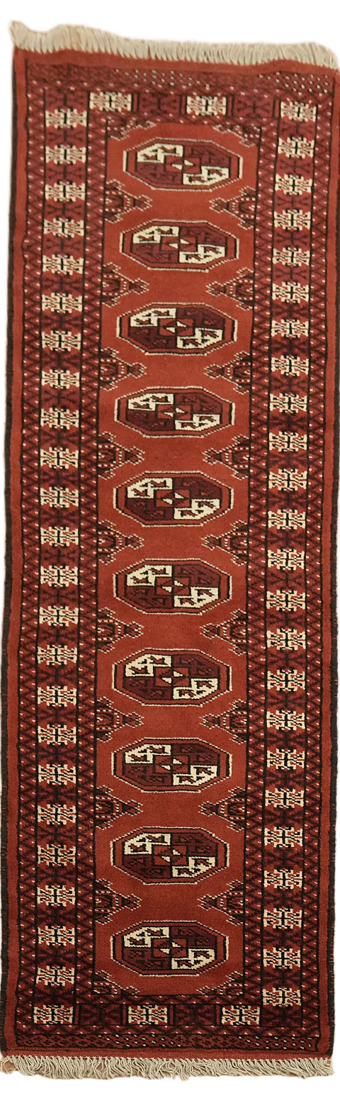 Traditional Geometric Bokhara Runner in Rich Earth Tones 2'x6'