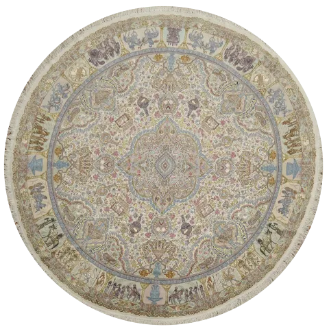 Round Heritage-Style Carpet with Authentic Persian Detailing 8x8