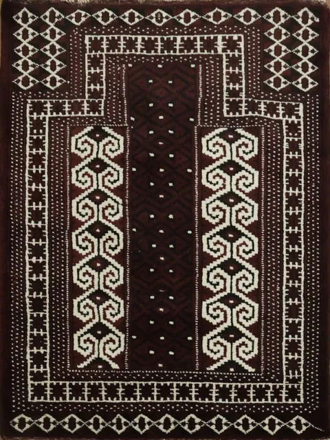 Geometric Wool Balouch Persian Rug 3x4