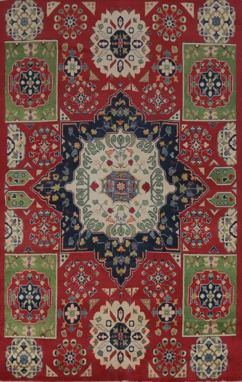 Geometric Kazak Pakistan Wool Rug 6x9