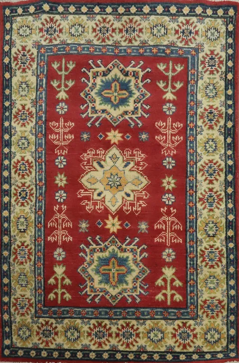 Red Kazak Chechen Oriental Rug 3x4