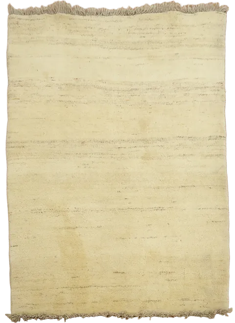 Solid Ivory 4x5 Gabbeh Shiraz Persian Area Rug