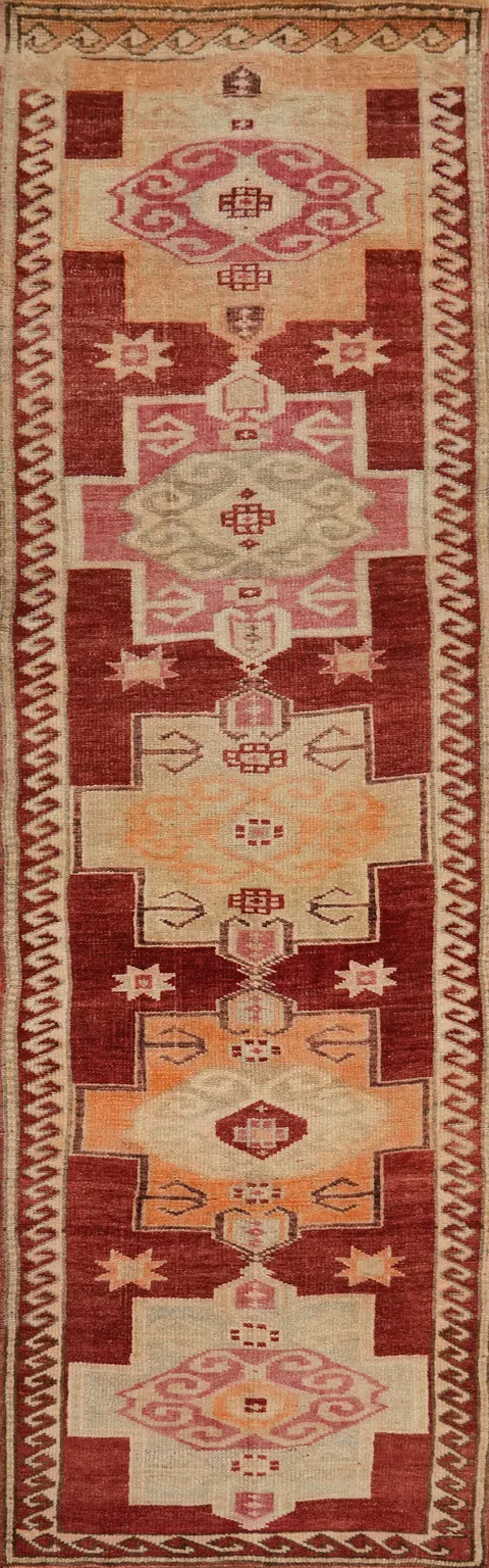 Vegetable Dye Oushak Turkish Oriental Wool Runner Rug 3x12