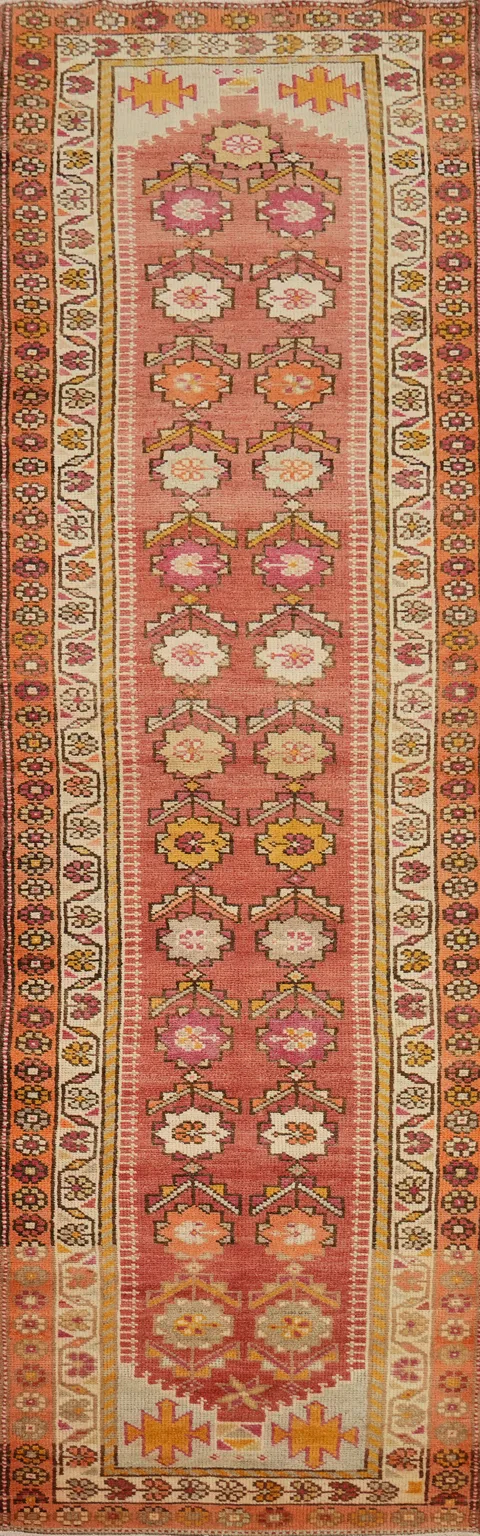 Vegetable Dye Oushak Turkish Runner Rug 3x13