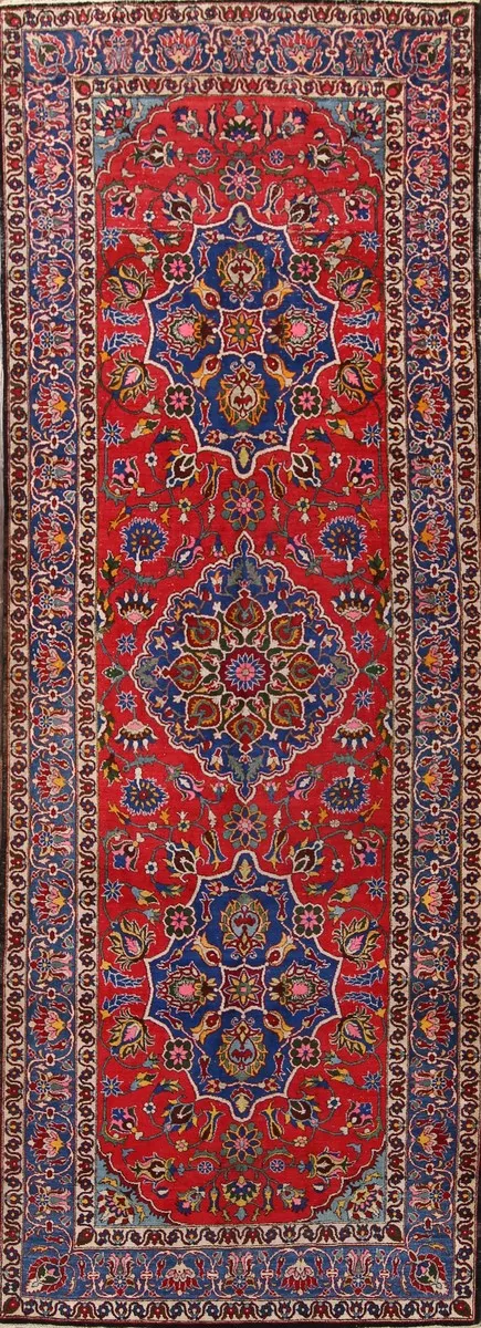 Vintage Red Wool Tabriz Persian Rug 5x13