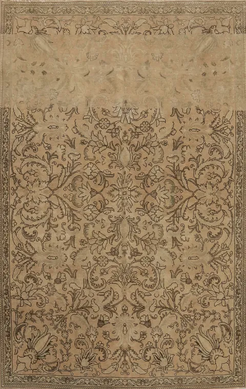 Distressed Muted Tabriz Persian Area Rug 6x9