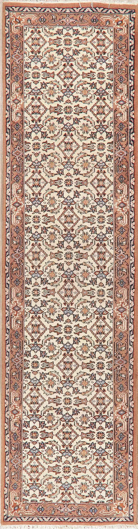 Geometric Ivory Bidjar Indian Oriental Wool Rugs