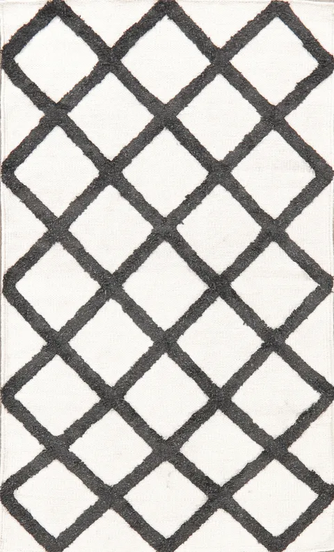 Geometric Kilim Indian Oriental Wool Silk Rug