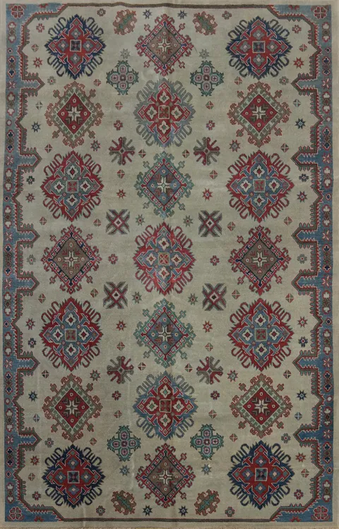 Geometric Super Kazak Chechen Oriental Wool Rug 6x9