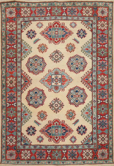 Handmade Wool Super Kazak Oriental Rug 4x6