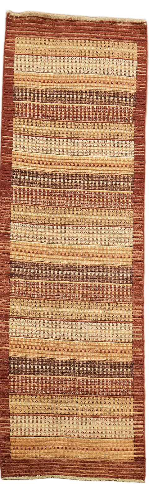 Multi-Color Stripe Modern Oriental Runner Rug 3x8