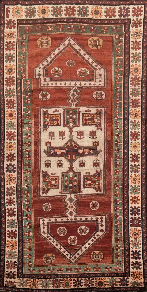 Antique Geometric Red Lori Persian Area Rug 5x10