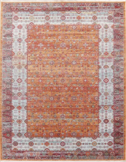 Multi-Colored Distressed Geometric Turkish Oriental Rugs