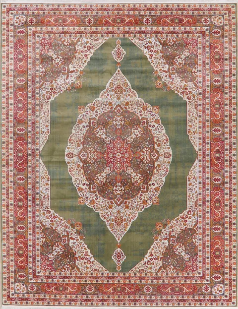 Vintage Style Floral Distressed Heat-set Area Rug