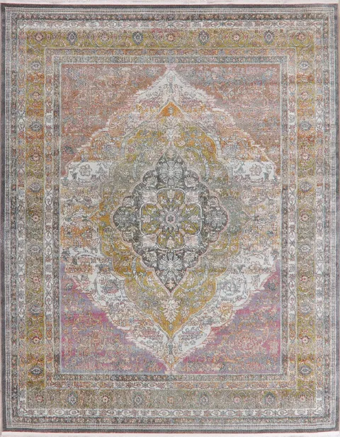 Vintage Style Floral Distressed Heat-Set Area Rugs