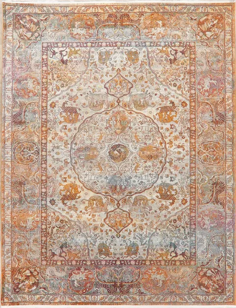 Vintage Animal Pictorial Distressed Heat-Set Area Rugs