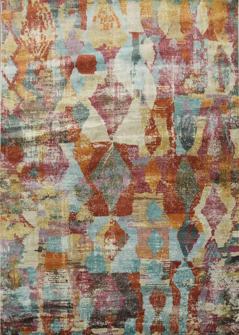 Vintage Style Abstract Distressed Heat-Set Area Rugs