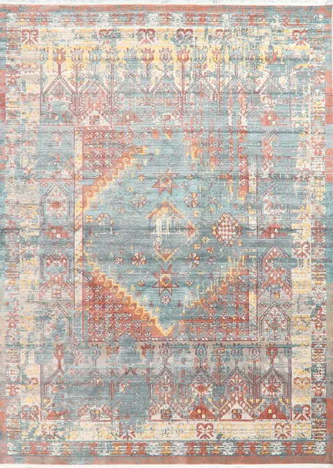 Vintage Style Distressed Heat-Set Area Rugs
