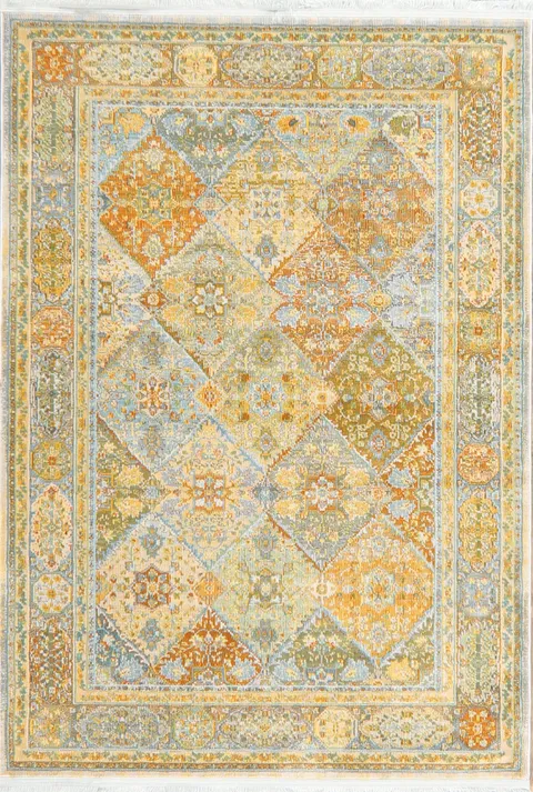 Vintage Garden Design Distressed Heat-Set Area Rugs