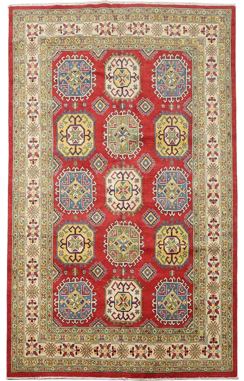Geometric Red 7x10 Super Kazak Area Rug