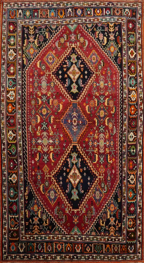 Vintage Kashkoli Nafar Vegetable Dye Persian Rug 5x10