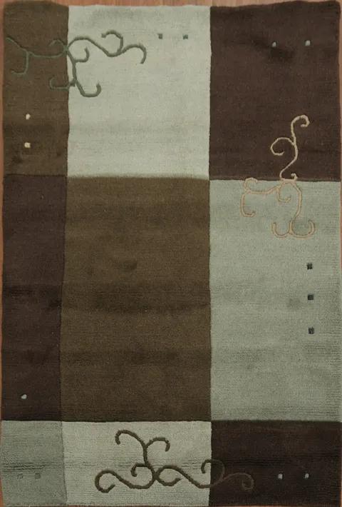 Modern Nepalese Tibetan Oriental Area Rug 4x6