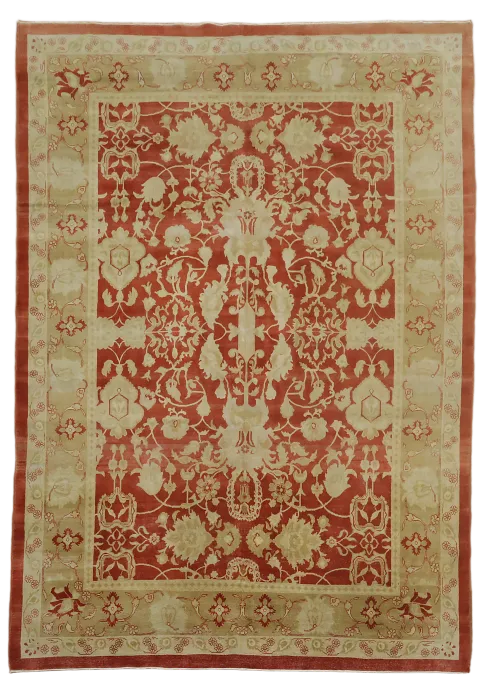 Rust Floral Oushak Turkish Area Rug 9x13