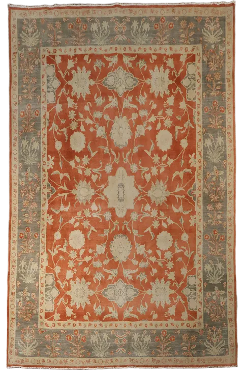 Vintage Style Rustic Red Oushak Egyptian Area Rug 8x11 ft