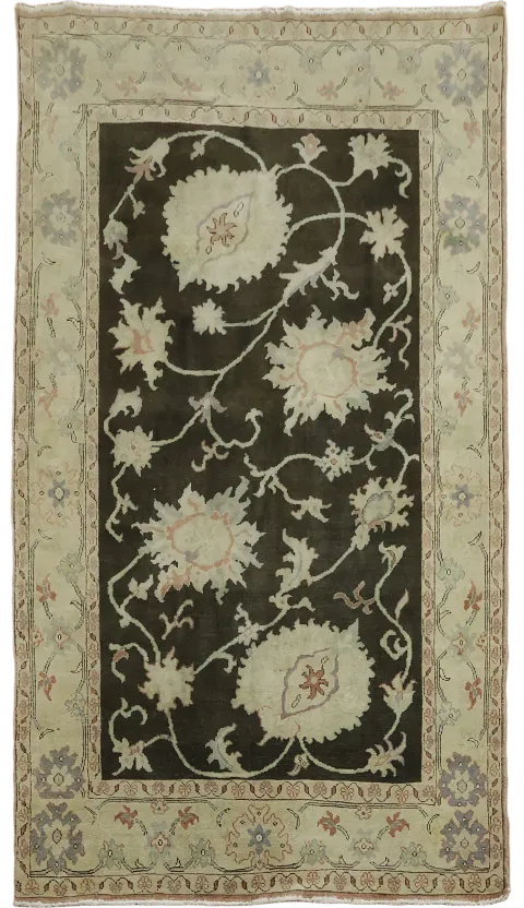 Vegetable Dye Floral Oushak Egyptian Area Rug 5x7