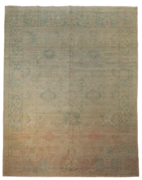 Antique Vegetable Dye Oushak Turkish Area Rug 8x10