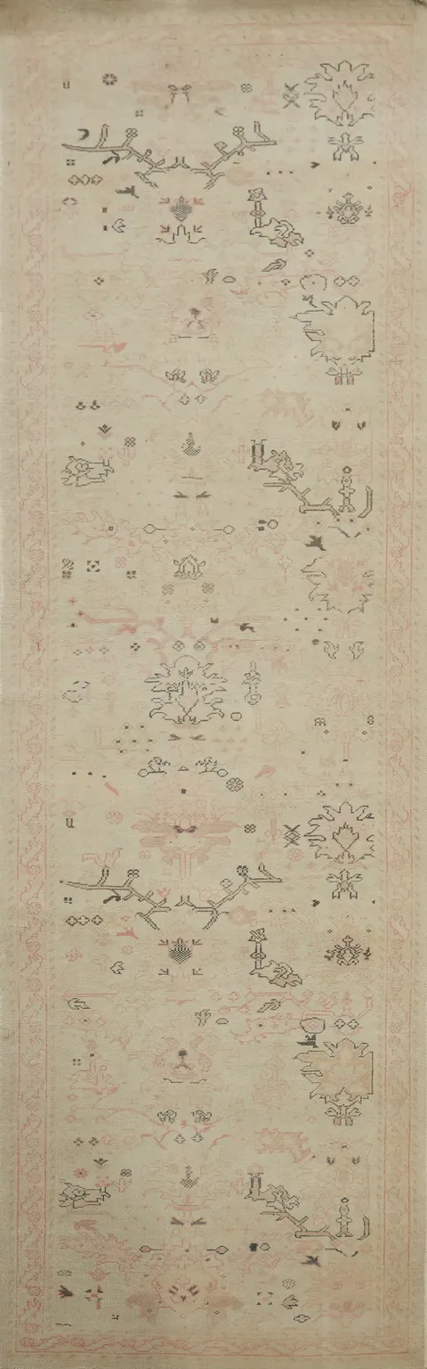 Vegetable Dye Oushak Egyptian Runner Rug 3x12