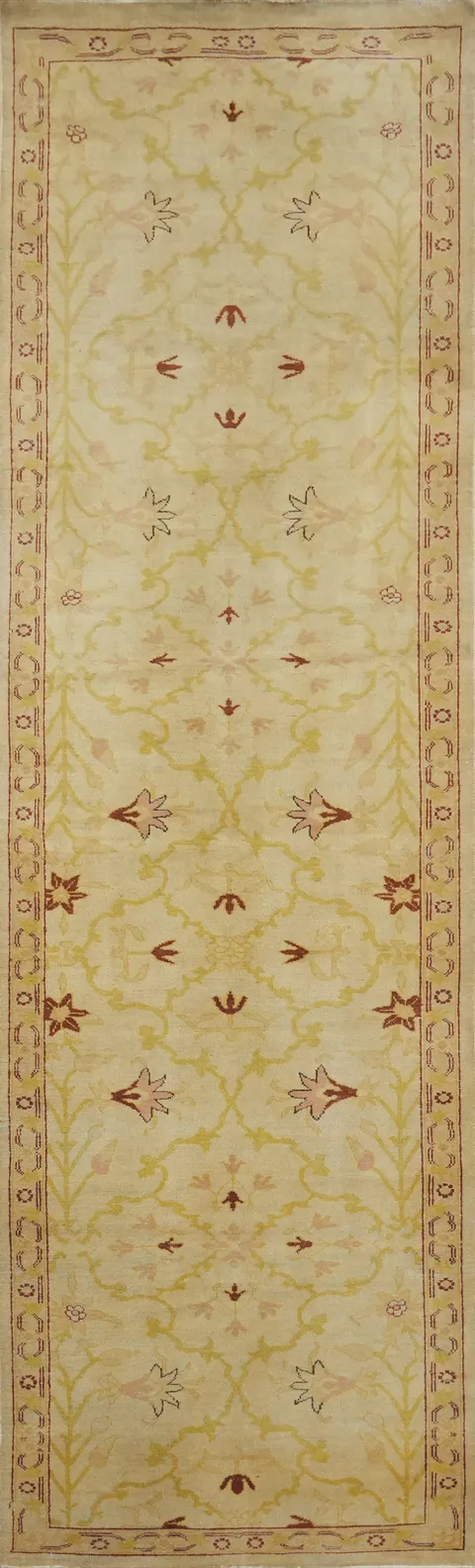 Vegetable Dye Floral Oushak Egyptian Runner Rug 3x11