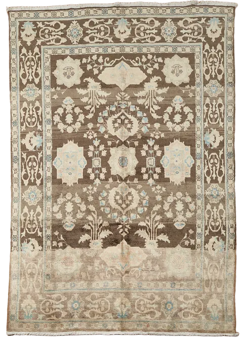 Antique Look Muted Floral Sultanabad Persian Area Rug 7x9