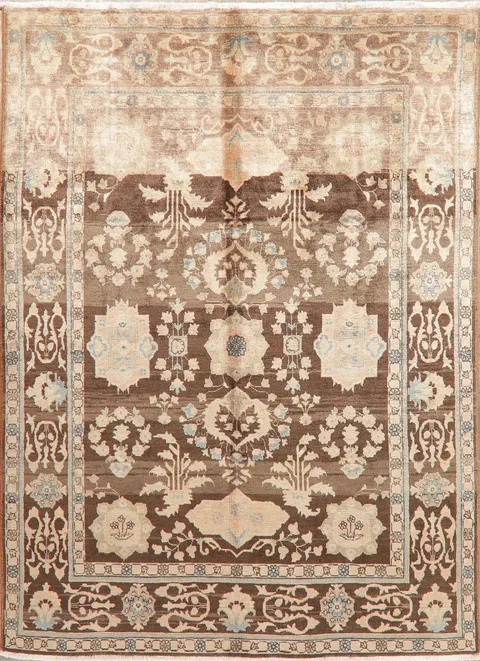 Antique Look Muted Floral Sultanabad Persian Area Rug 7x9