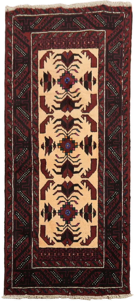 Geometric Balouch Afghan Oriental Area Rug 3x6