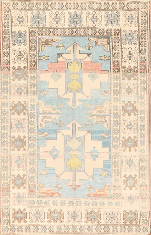 Vintage-Inspired Bohemian Rug with Elegant Geometric Patterns 4x7