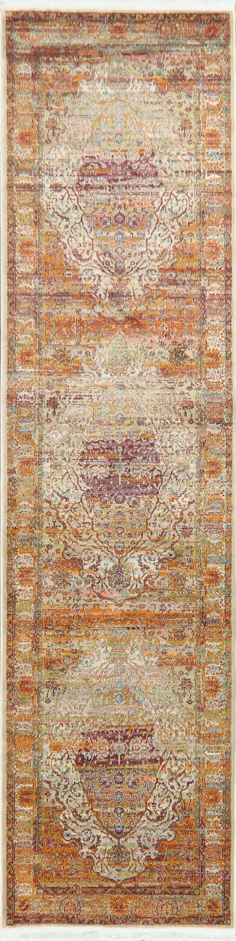 Vintage Style Floral Distressed Heat-Set Area Rugs