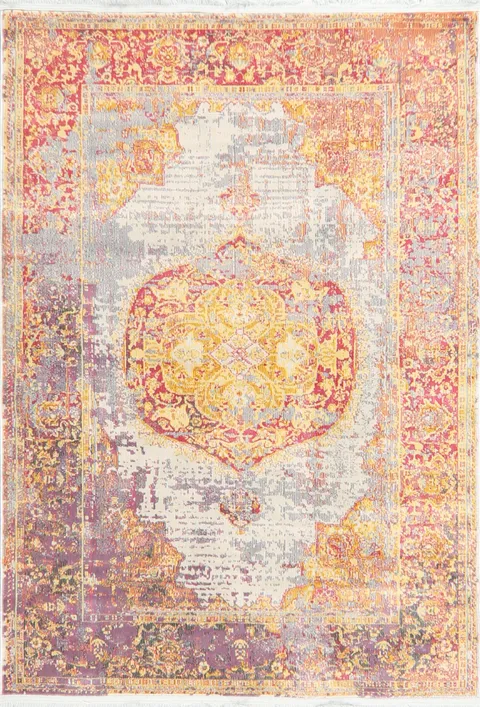 Vintage Style Floral Distressed Heat-Set Area Rugs
