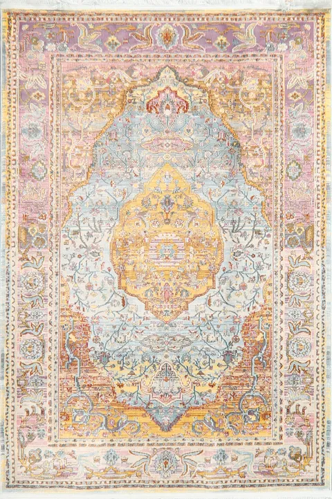 Vintage Style Floral Distressed Heat-Set Area Rugs
