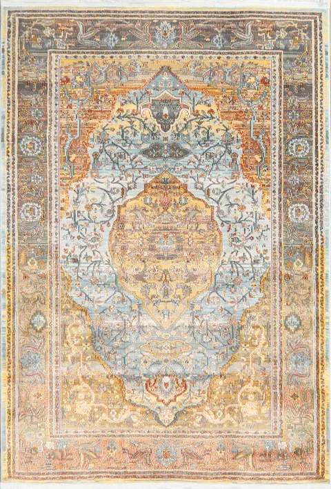 Vintage Style Floral Distressed Heat-Set Area Rugs