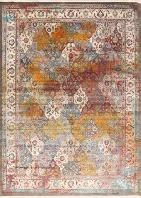 Vintage Style Floral Distressed Heat-Set Area Rugs