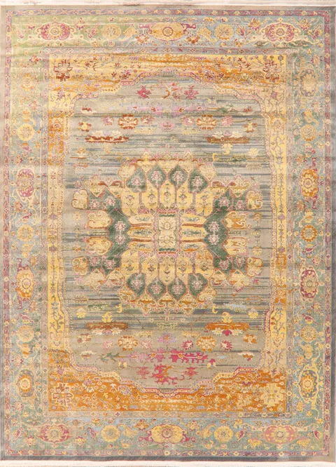 Vintage Style Floral Distressed Heat-Set Area Rugs