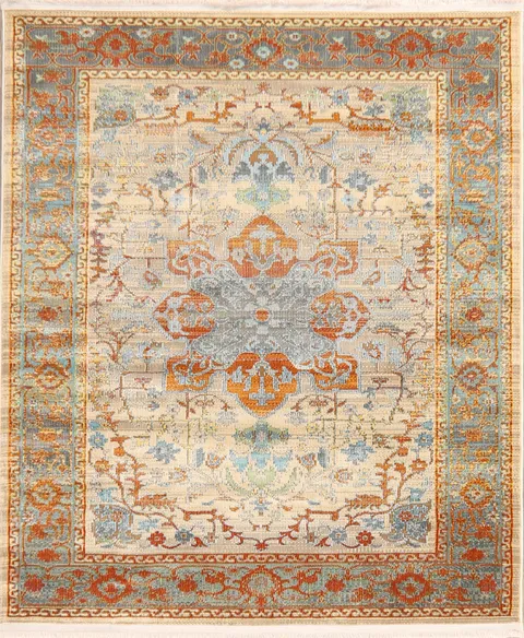 Vintage Style Floral Distressed Heat-Set Area Rugs