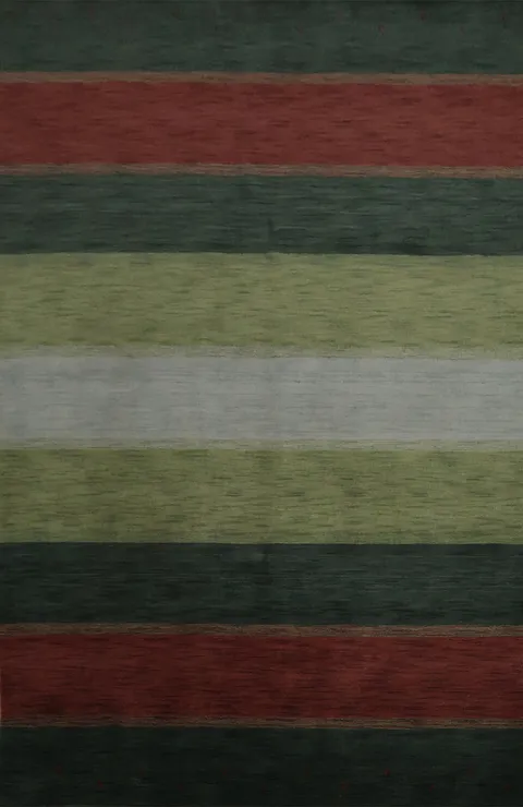 Elegant Earth Tones: Striped Gabbeh Area Rug 7x10 for Modern Homes