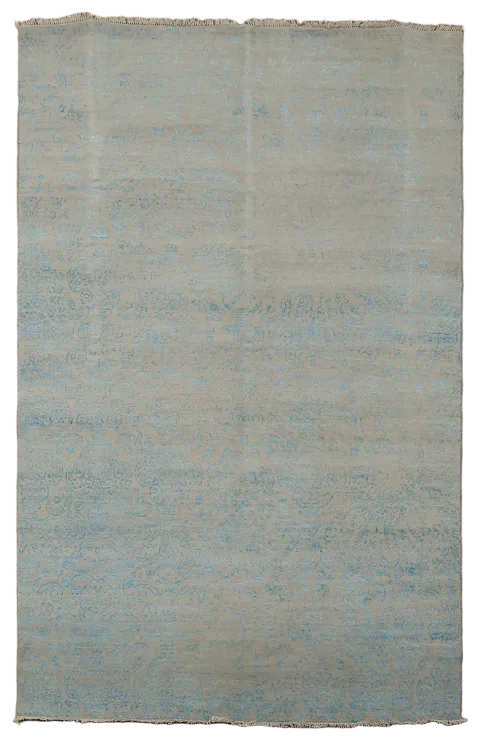 Wool & Silk Geometric Modern Oriental Area Rug 6x9