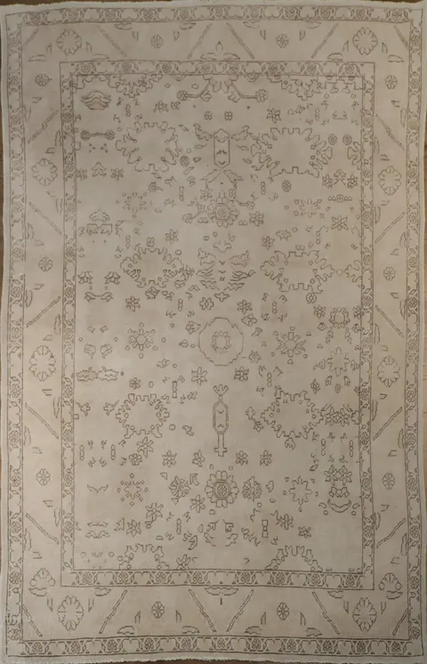 Old Vegetable Dye Oushak Turkish Wool Area Rug 6x10