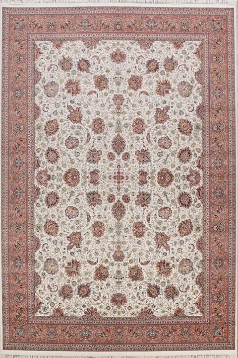 Floral Ivory Kashan Turkish Area Rug 8x11