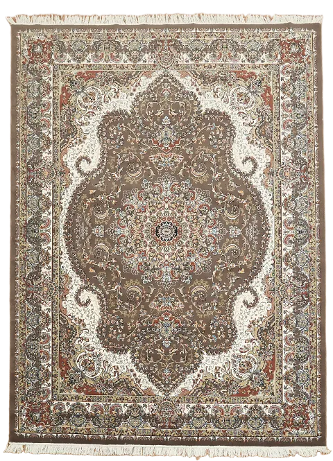 Brown Floral Tabriz Turkish Area Rug 8x11