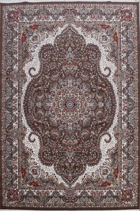 Brown Floral Tabriz Turkish Area Rug 8x11